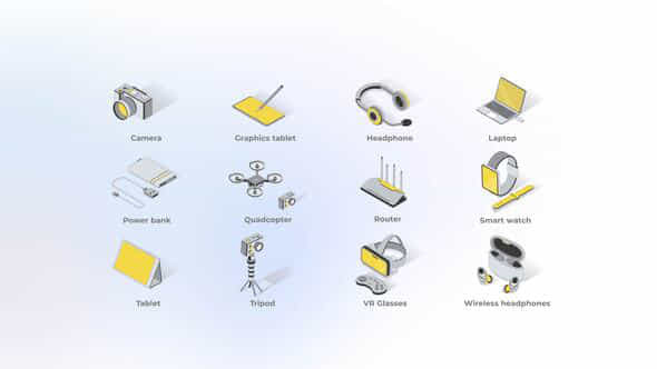 Modern Technology Isometric Icons - VideoHive 49871225