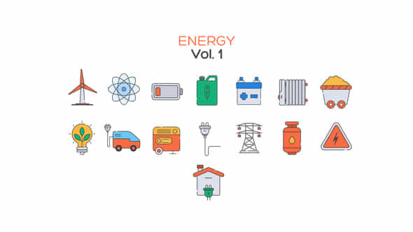 Energy Line Icons - VideoHive 40392563