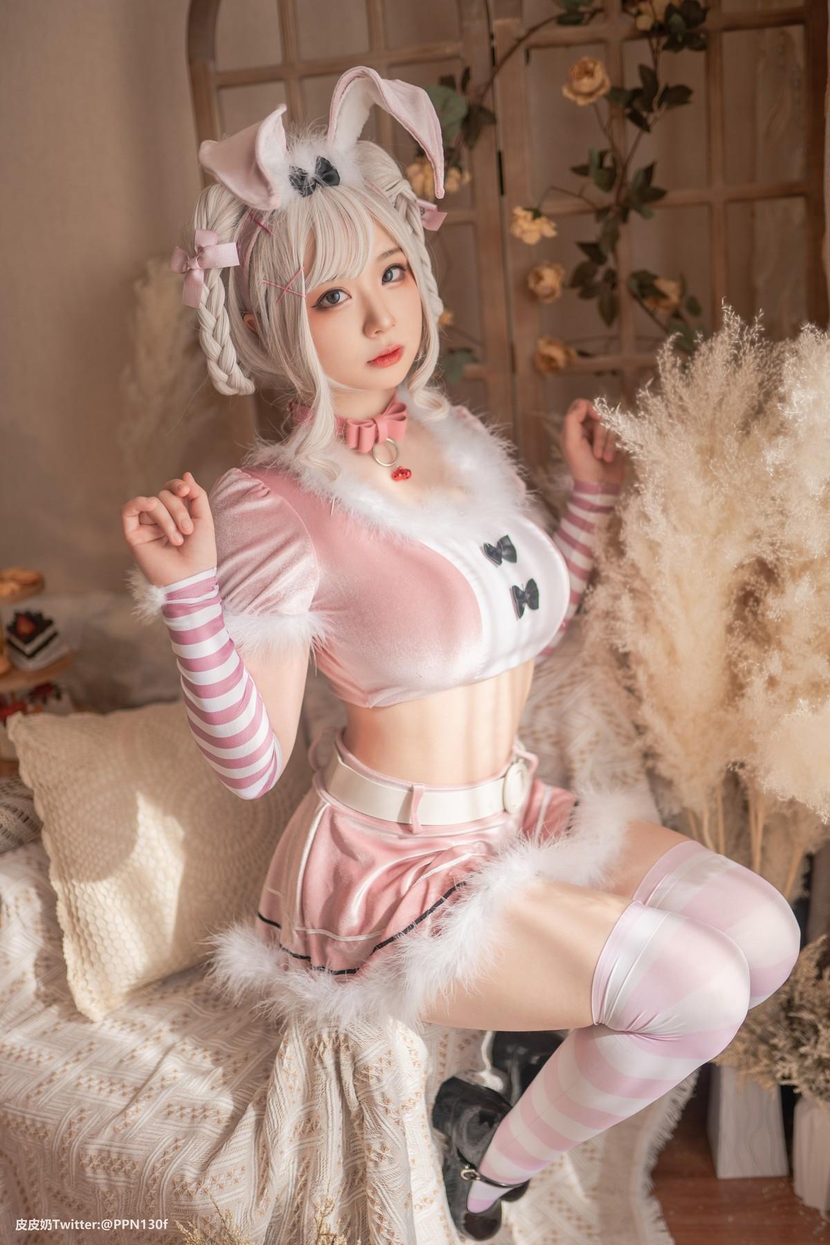 Cosplay 皮皮奶可可爱了啦 粉色兔兔(23)