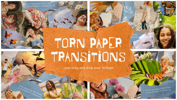 Torn Paper Scrapbook Transitions - VideoHive 59389762