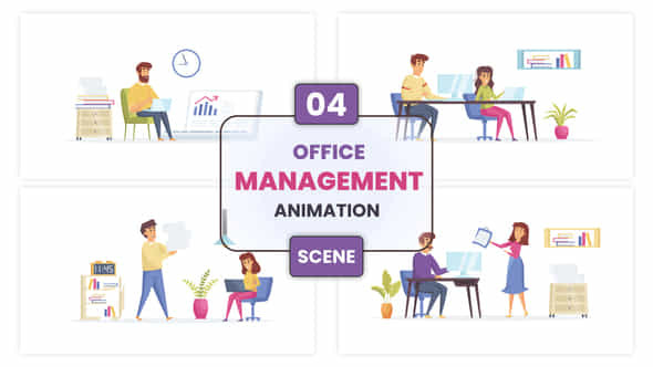 Office Management Illustration Animation Scene - VideoHive 52775784