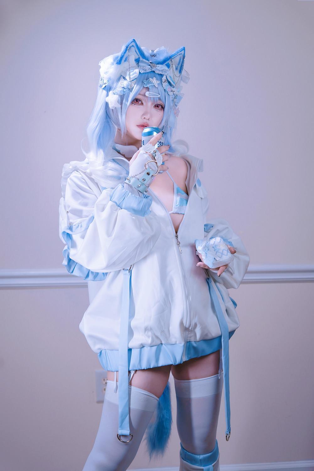 Cosplay 狐洛洛子 – 水色猫猫头(3)