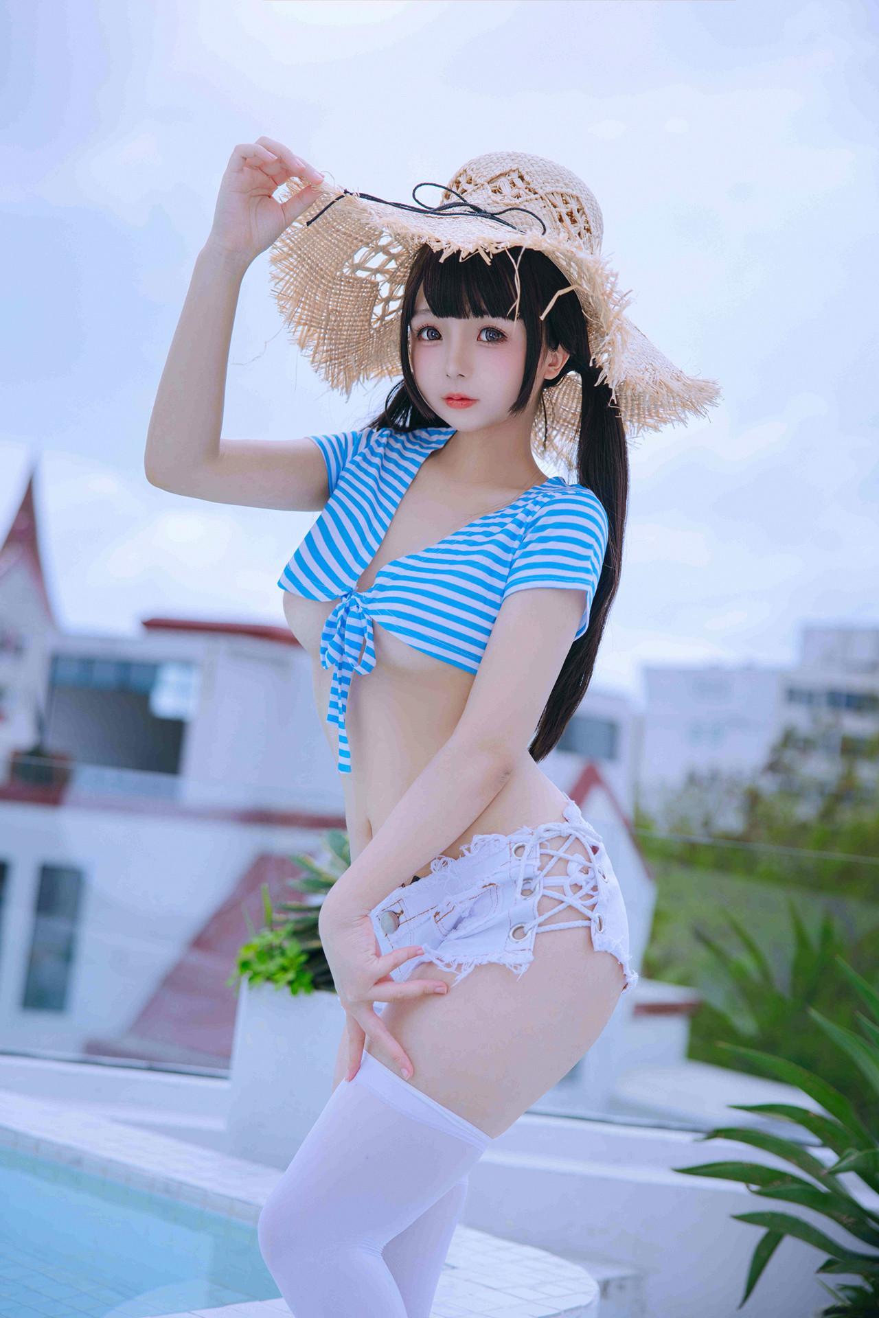 Cosplay Rinaijiao日奈娇 蓝白条 Set.01(2)