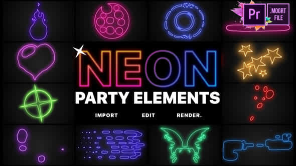 Neon Party Elements - VideoHive 26517880