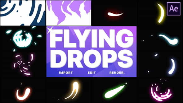 Flying Drops | After Effects - VideoHive 28538139