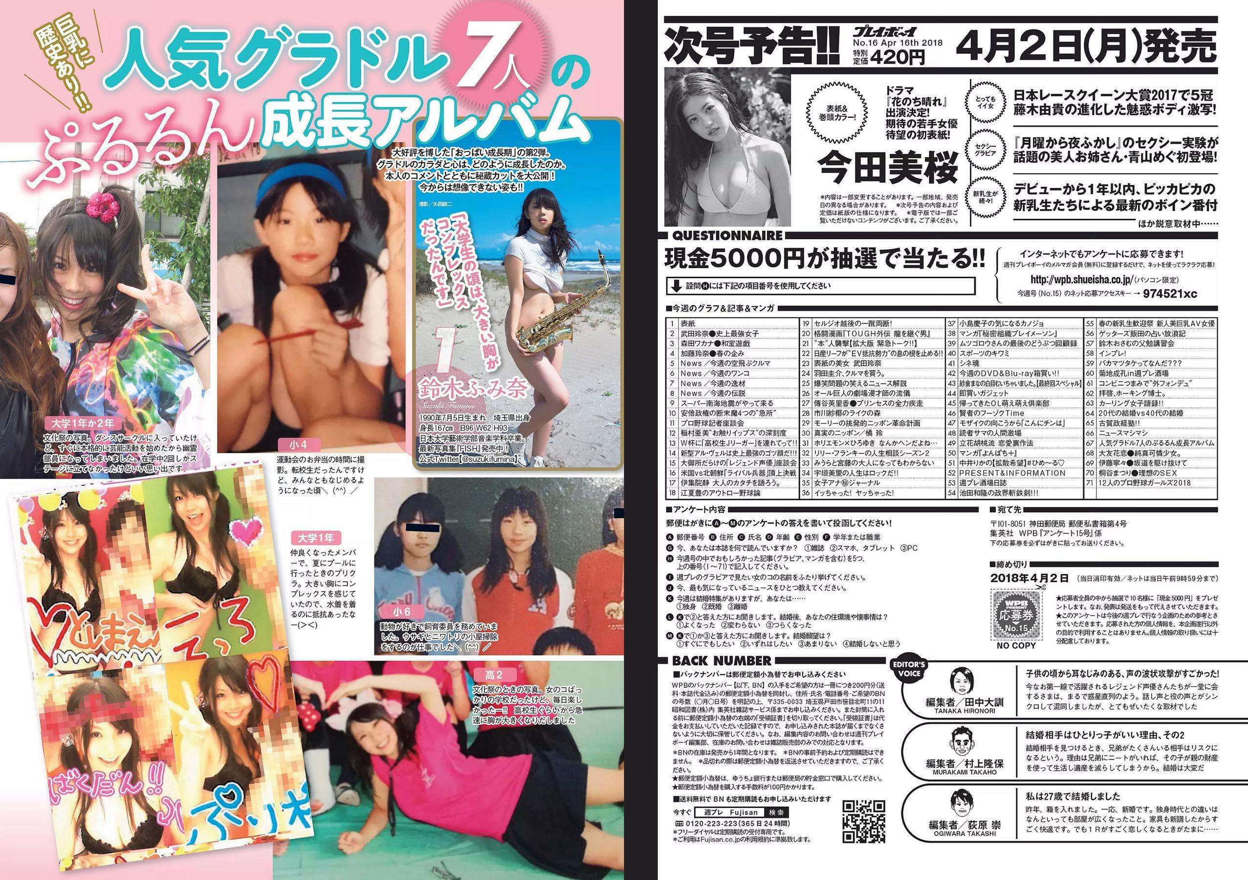 武田玲奈 森田ワカナ 加藤玲奈 傳谷英里香 大友花恋 伊藤寧々 桐谷まつり [Weekly Playboy] 2018年No.15 写真杂志(16)