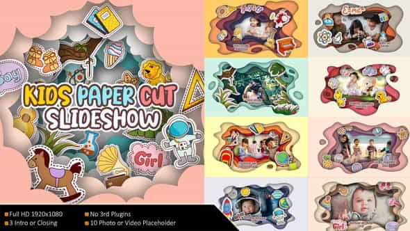 Kids Paper Cut Slideshow - VideoHive 32435875