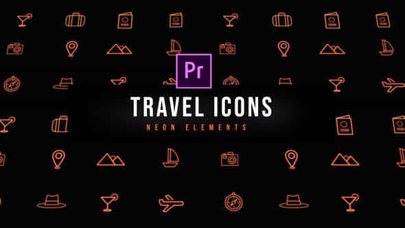 Travel Neon Icons - VideoHive 47199729