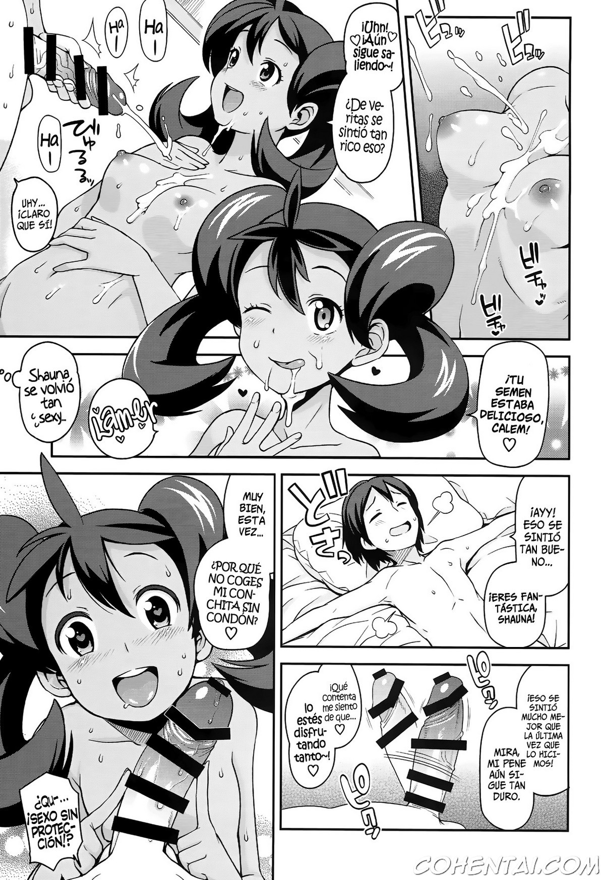 Chibikko Bitch XY 2 (Pokémon) xxx comics manga porno doujin hentai español sexo Calem Pokémon Shauna