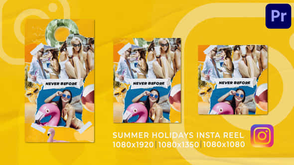 Summer Holidays Travel Funky Vertica Instagram Opener - VideoHive 51951915