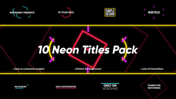 10 Neon Titles Pack Premiere Pro - VideoHive 50015534