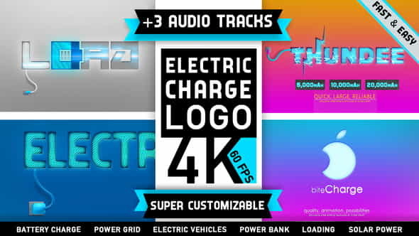 Electricity Battery Logo Charge - VideoHive 23562920