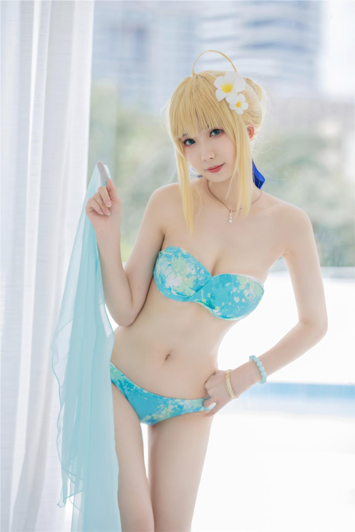 Cosplay 封疆疆v 阿尔托莉雅·潘德拉贡 泳装(8)