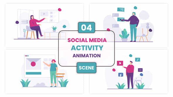 Social Media Activity Illustration Animation Scene - VideoHive 52876368