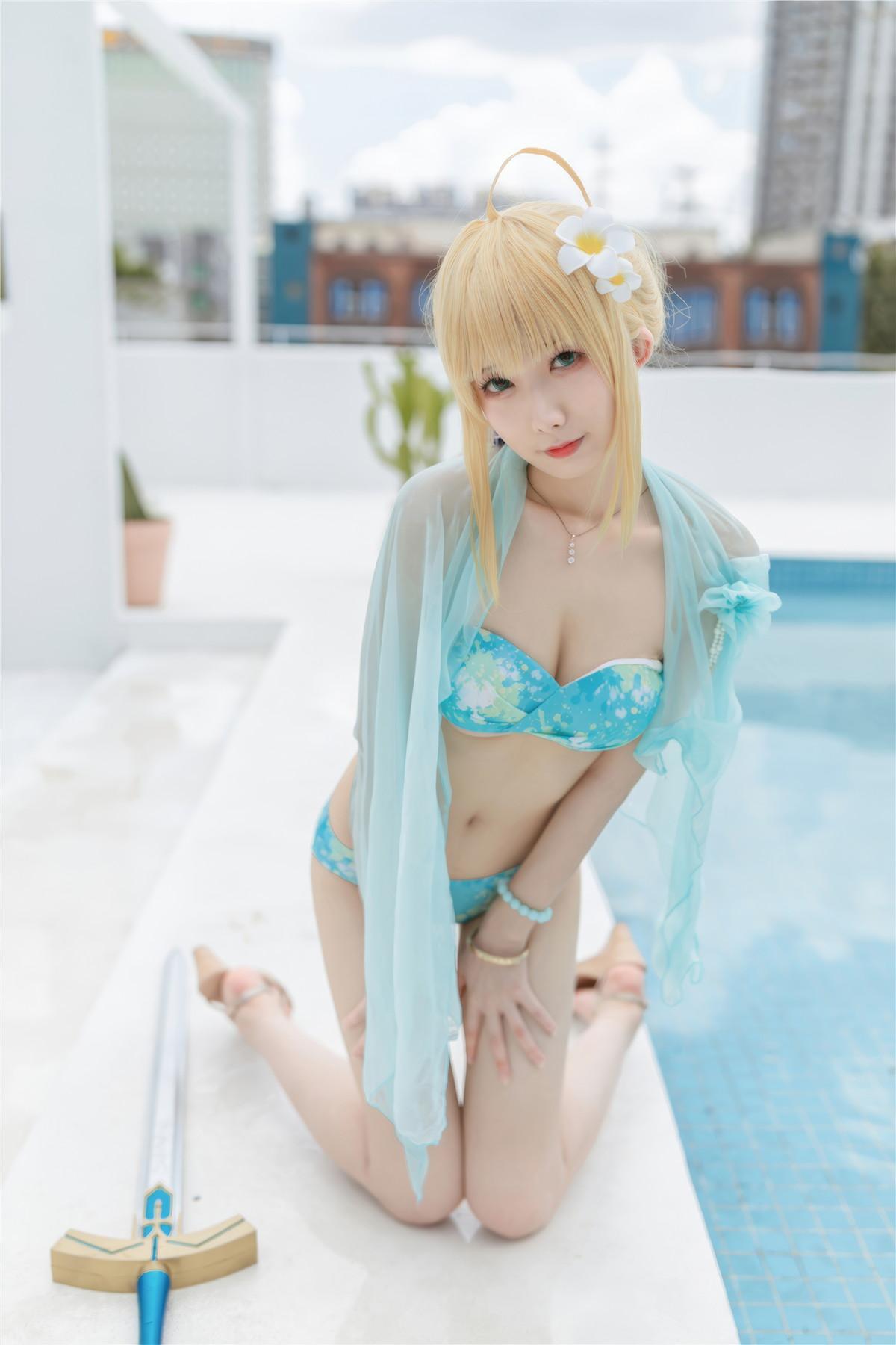 Cosplay 封疆疆v 阿尔托莉雅·潘德拉贡 泳装(21)