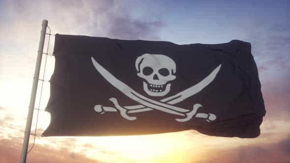 Realistic Pirate Flag Waving in - VideoHive 33330456