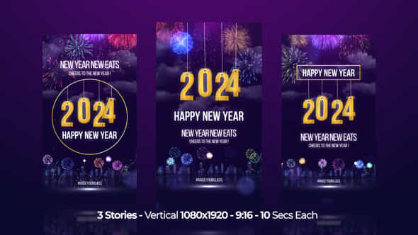 Happy New Year Wishes 2024 Instagram Stories - VideoHive 49906155