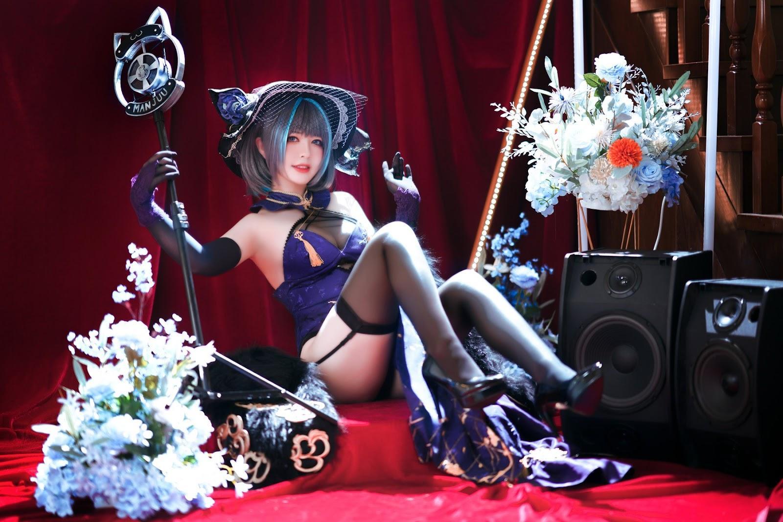 Cosplay 半半子 柴郡旗袍(29)