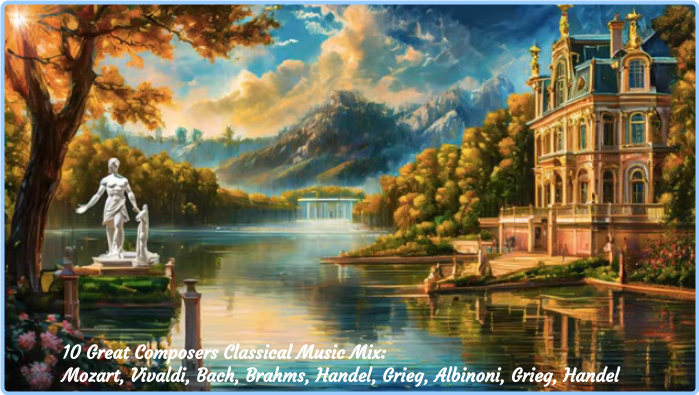 10 Great Composers Classical Music Mix Mozart, Vivaldi, Bach, Brahms, Handel, Grieg, Albinoni 320kBS GKwa633G_o