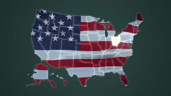 Ohio Federal State Blinking Red - VideoHive 32310670