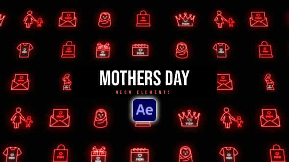Mothers Day Neon Icons - VideoHive 57713965