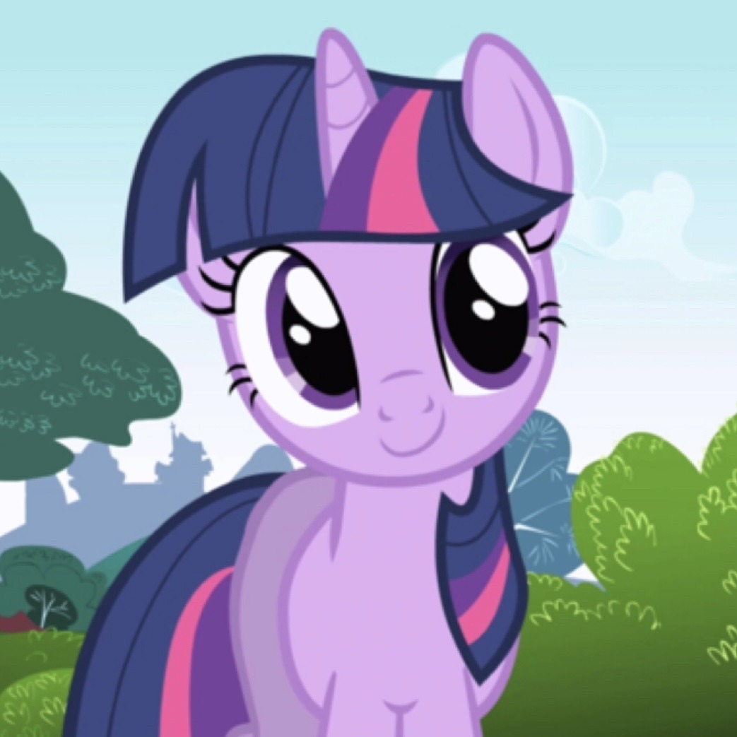 image of Twilight Sparkle. she's facing forward, but her eyes are glancing to the right