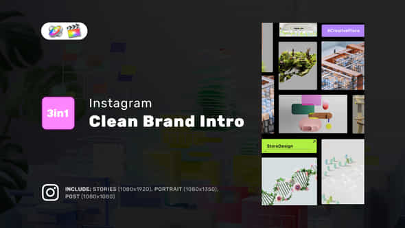 Clean Brand Intro Instagram Stories Portrait Square For Fcpx - VideoHive 50965967