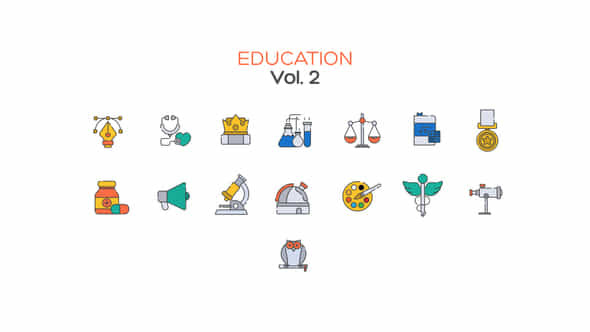 Education Line Icons - VideoHive 40392554