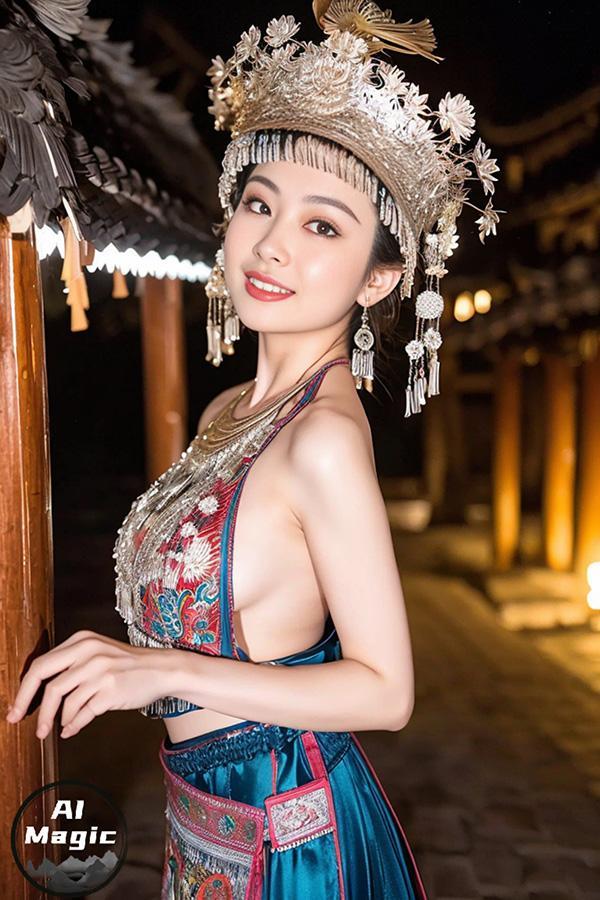 AI魔法秀之盛装的苗族美女唯美图集美翻天(6)