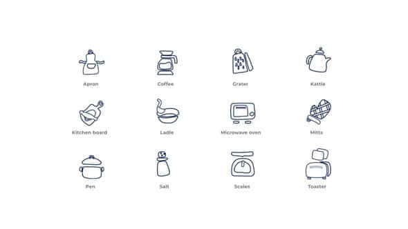 Cooking Outline Icons - VideoHive 49817624