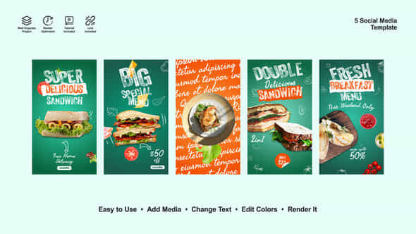 Sandwich Instagram Stories - VideoHive 52696657