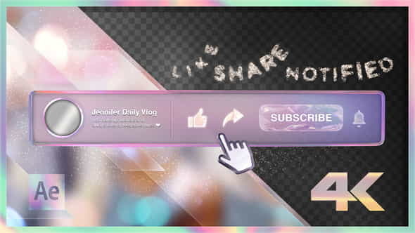 Youtube Subscribe Rainbow Glass Button - VideoHive 24289126