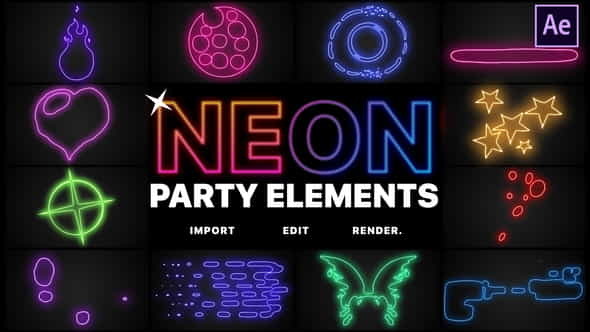 Neon Party Elements | After - VideoHive 26517821