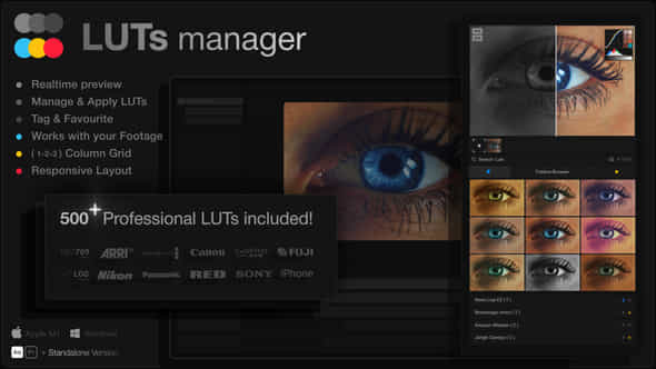 Luts Manager Realtime Bulk Previews Tool 500 Luts For Effortless Professional Color Grading - VideoHive 55741724
