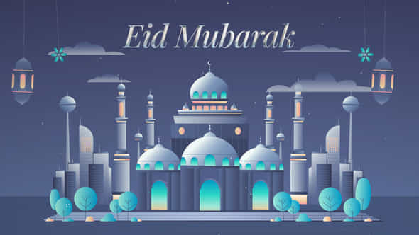 Eid Mubarak Popup Card Intro - VideoHive 51615704