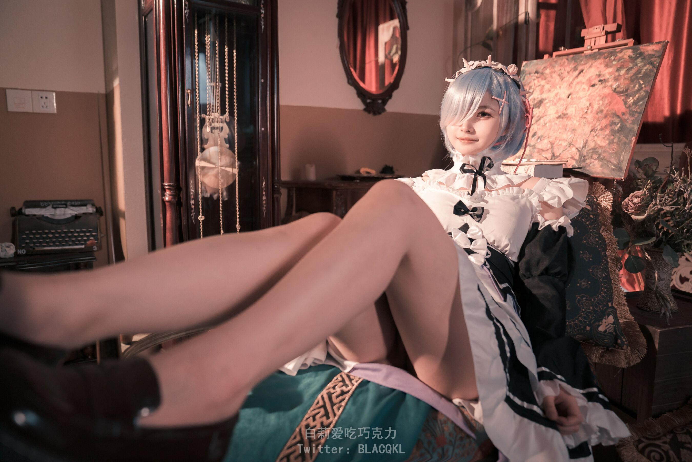 国模套图 白莉爱吃巧克力《蕾姆女仆装》(26)