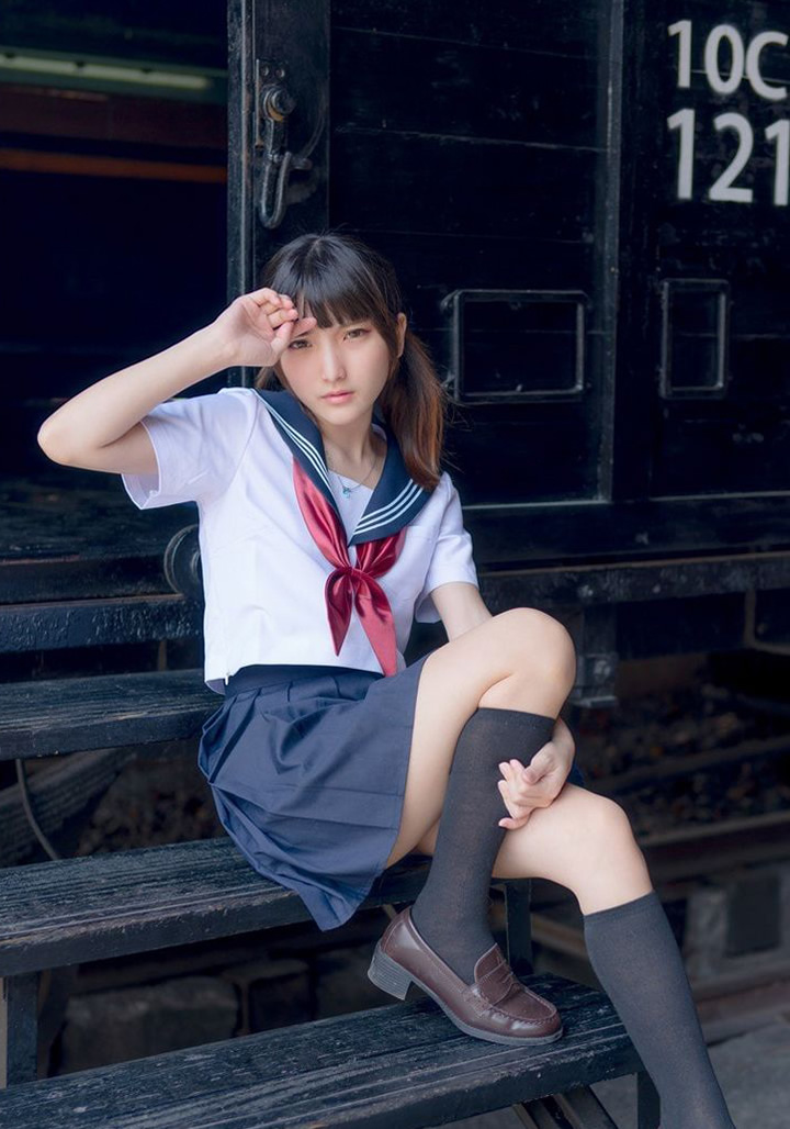 Xiaoding cosplay-green onion campus uniform without holy light set 25