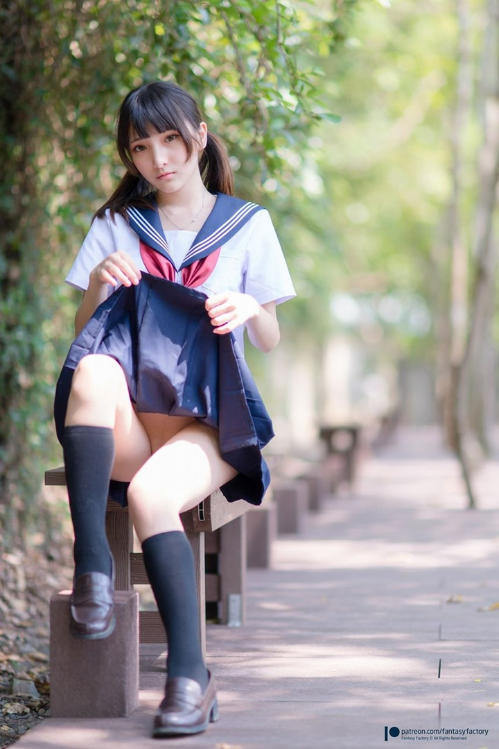 Xiaoding cosplay-green onion campus uniform without holy light set 8