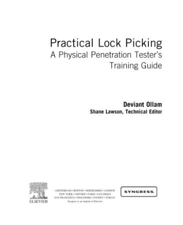 Practical Lock Picking - A Physical Penetration Testers Training Guide