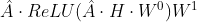 hat{A}cdot ReLU(hat{A}cdot Hcdot W^{0})W^{1}