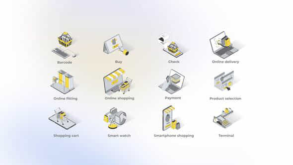 Online Shopping Isometric Icons - VideoHive 49871248