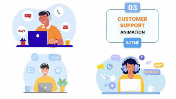 Customer Support Animation Scene - VideoHive 54128610