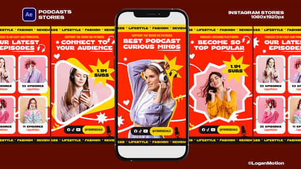 Podcasts Stories - VideoHive 46363674