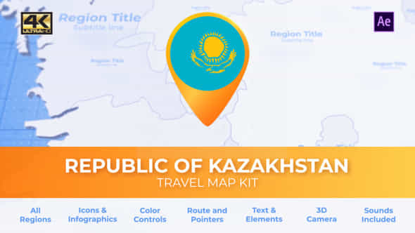 Kazakhstan Map - - VideoHive 36672781