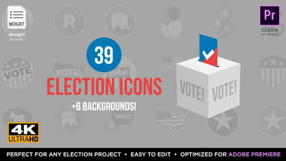 Flat USA Election Icons | - VideoHive 24478478