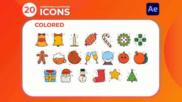 Christmas Illustrated Icons Animation 01 After Effects - VideoHive 49764226