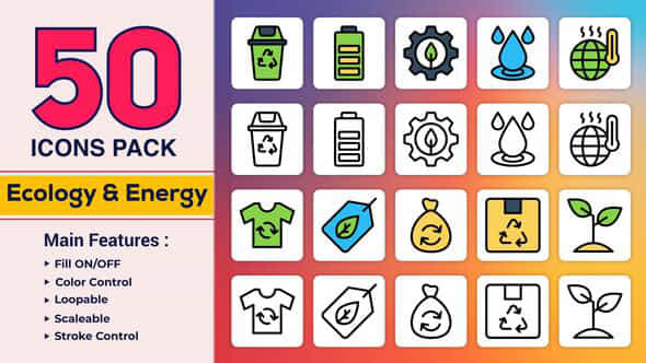 Dual Icons Pack Ecology Energy Icons - VideoHive 49861702