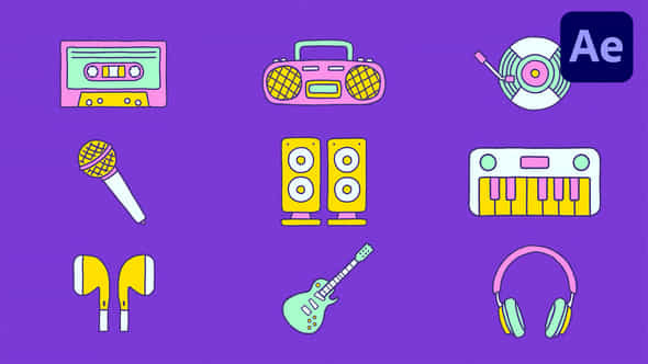 Hand Drawn Music Elements Ae - VideoHive 54718055