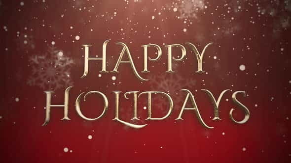 Animated closeup Happy Holidays text, white snowflakes on red background | Events - VideoHive 29540195