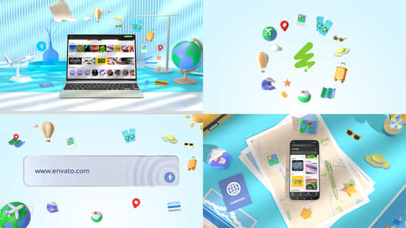 Travel Website And 3D Logo - VideoHive 58750704